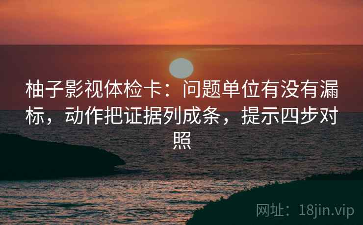柚子影视体检卡:问题单位有没有漏标,动作把证据列成条,提示四步对照 柚子影视体检卡:问题单位有没有漏标,动作把证据列成条,提示四步对照