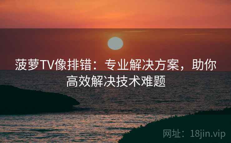 菠萝TV像排错：专业解决方案，助你高效解决技术难题